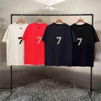 Fw22 new season 7 fashion brand T-shirt 100% cotton tee flocking digital 7 hip hop loose Unisex Trip short sleeve G220512