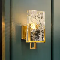 Nordic Modern Rame Parete Lampada da parete di cristallo Light Light Lusso Golden Sconce per Soggiorno Scala Sfondo Sfondo Aisle Lights