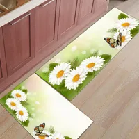 Carpets White Chrysanthemum Butterfly Kitchen Mat Modern Bathroom Anti-slip Area Rugs Living Room Hallway Carpet DoormatCarpets
