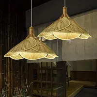 Lampy wiszące chińskie żyrandol Lampa kreatywna lampa składana wentylator herbaciany dom domowy sypialnia badanie retro bambus light