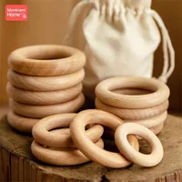 Mamihome 50pc 40mm-70mm beech wooden rings baby teether bpa free wooden blant blant bracelets children's extys 220602