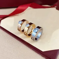 مصمم نسائي عشاق الخاتم حلقة رجالي أزياء المجوهرات الماس الماسي الأبيض الفضة الورد الذهب الفولاذ المقاوم للصدأ التصميمات المجوهر