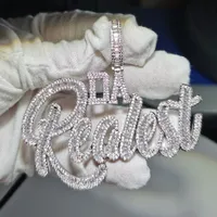 Iced Out Hiphop Baguette Letter Nettlace for Men Micro Pave Bling 5a Zirconia Zirconia Cuban Rope Chain Punk Rapper Jewelry