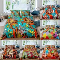African King Queen Drumbronda Dórmpe Floral Vintage Bedding Set Boho Ettnic Style Poldor para adolescentes Adultos Mujeres Textiles para el hogar