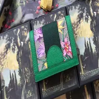 5A top quality 523155 Ophidia Card Case Short Wallet Canvas Leather Flora Print coin pocket Come Dust Bag Box 318Z