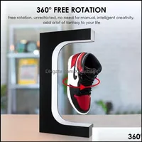 رفوف حاملي التخزين الرفوف المنزلية مغناطيسية عرض عائم عرض الحذاء حامل 360 درجة التناوب المتجر LED يحمل 22021 XMASINGS DH7YZ