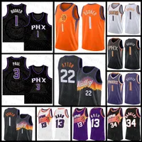Melhor Phoenix''Suns'men 1 3 13 34 22 Jersey de basquete Devin Booker Chris Paul Steve Nash Charles Barkley DeAndre Ayton 29