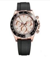 손목 시계 마스터 디자인 남성 스포츠 세라믹 시계 반지 로즈 골드 스테인레스 스틸 케이스 고무 스트랩 접이식 버클