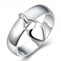 925 Sterling Silver Heart Lock Ring Classic for Woman Fashion Wedding Particy Farty Joyar Jewellry