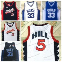 Duke Blue Ucak Devils Basketball Jersey Grant Hill Alla Stitched White Jerseys Toppkvalitet Storlek S -XXL