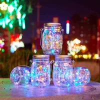 30 LEDS Fairy Light Strings with Mason Jar Bottle Lid Insert Color Changing Garden Decord Decord Lights Decord في الهواء الطلق ديكور Y220428