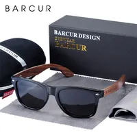 BARCUR High Quality Black Walnut Sunglasses AntiReflecti Men Women Mirror Sun Glasses Male UV400 Wooden Sunglass Shades 220616