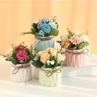 Decorative Flowers & Wreaths 5 Heads Silk Artificial Hydrangea Bridal Wedding Bouquet Flower For Home Garden House Party Decoration
