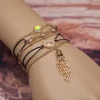 Charm Bracelets Volunge 2022 5pcs/Set Alloy Fashion Punk Style Coin Perlen Tassels Multi -Elemente Kombination Spuckak für Frauen