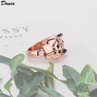 Donia jewelry luxury ring fashion set leopard head Titanium micro-inlaid zircon European and American creative designer gifts with box