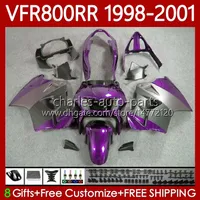 OEM Bodys For HONDA VFR 800RR 800 CC RR Interceptor 1998-2001 128No.161 VFR-800 VFR800 RR VFR800RR 98 99 00 01 800CC VFR800R Grey Purple 1998 1999 2000 2001 Fairing Kit