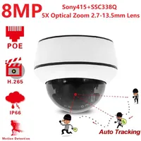 Cameras IP 8MP POE Security Camera Outdoor Dome 5X Optical Zoom Two-Way Audio Auto Tracking CCTV For Home With Memory Card CamhiIP