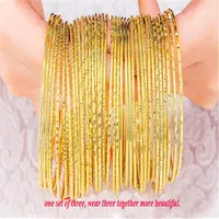 24K Real Gold Plated Gold Color Bracelet Size 2mm 12 종류의 여성 보석 소매 용 뱅글 전체 201a