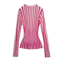 TwotwinStyle 캐주얼 스트라이프 Wemon 스웨터 V 목 긴 소매 튜닉 히트 컬러 스웨터 여성 패션 봄 의류 새로운 201204