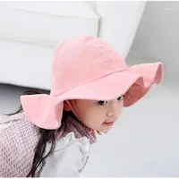 Yuxic Summer Baby Hat Girls Beach Sun Hat Cotton Princess Babe Bucket Caps Lovely Lace 조절 식 아기 Panama1312y