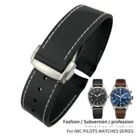 20 mm 21 mm 22 mm Band de montre en silicone en caoutchouc pour Omega Sea Master 300 IWC Hamilton Black Blue Strap Watch Bracelets Rolding Clasp Fre224o