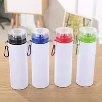 750ml Cups Sublimation Blanks 25oz Water Bottle Tumbler Travel Sport Aluminum Mug Drinking Cup DIY Customer With Transparent Cap Lids Metal Keychain