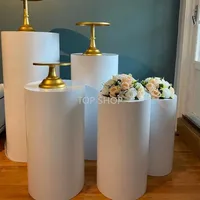 Novo partido decoração 2022 Rodada 3pcs 5pcs Risers White Iron Cylinder Plinth Display Pedestal Wedding Decorações