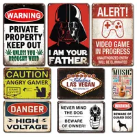 Vintage Warning No Trespassing Metal Poster Tin Sign Retro Farmhouse Gamer Room Decor Plaque Chic Man Cave Home Wall Stickers