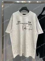 22ss Men Women Designers t shirts tee Paris Paint Signature print cotton short sleeve Crew Neck Streetwear xinxinbuy Black gray XS-L