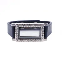 Bangle 5Pcs H Shape Rhinestone With Watch Stape Glass Memory Locket Wrist Bracelet Charms For Women Men Gift Jewelry Making BulkBangle