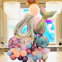 55pcs/conjunto de balões de sereia 1 2 3 4 5 6 7 8 9 9 Número de papelão Globos Birthday Party Decoração