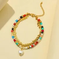 Link Chain Boho Round Heishi Beads Multilayer Wrap Bracelet Set Fashion Simulated Pearl Bracelets & Bangles Wristband Jewelry Fawn22