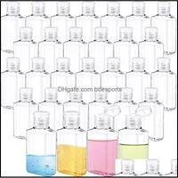 30 ml 60ml lege duidelijke plastic hervulbare top fles transparante flessen voor hand sanitizer shampoo drop levering 2021 packing office schoo