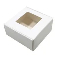 30st White Gifts Kraft Paper Package Boxes med klart fönster Fyrkantig Fällbara Smycken Hantverk Tvål Förvaringslåda för julfest