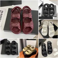 Designer Sandals Crystal Calf leather Casual shoes Womens Slides Quilted Platform Women Sandal Summer Beach Slipper OC38