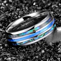 Wedding Rings TIGRADE 8mm Luxury Tungsten Carbide Ring Man Blue Opal Inlay Men Women Engagement Bague Homme Anillo Hombre Size15