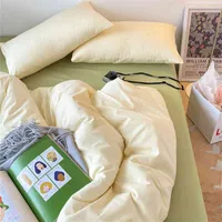 Melktoepassing Ins vaste kleur dubbele gekamd mat vier delige set drie student single bed sheet gemonteerde quilt cover