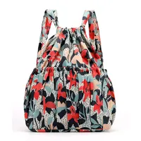 HBP женская сумка 2022 Новый рюкзак для шнурки с печеной складной ткань с складной сумкой складной пакет карман цветочный сумка для цветочной ткани девушка