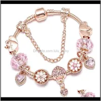 Diseñador de lujo de moda lindo llavero encantador corazón diamante cristal bricolaje europeo brazalete de brazalete para mujer chicas oro rosa evu0t b258b