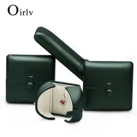 Oirlv Green Pu Leather Jewelry Storage Box For Ring Pendant Bangle Long Chain Double Open Design Jewelry Organizer Gift Fall 220701