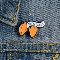 Divertente sei fxxxxd fortunato fortune cookie bocchette arancione banner smalto per spilli personalizzati badge badge gioielli per badge per amici bambini gd1472