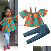 Zestawy odzieży Dziewczyno Dziewczęta macierzyńskie Afrykańskie bohemia stroje dzieci z Shoder Sling Dhvyn