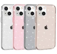 TPU- und PC Glitter Clear Phone Cases Deckung für iPhone 13 12 Mini 11 Pro X XR XS max 8 7 6 6s plus Samsung S20 Ultra Plus transparentes Gehäuse