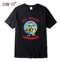Xin Yi Mens High Quality Tshirt100%Cotton Breaking Bad Los Pollos Chicken Brothers Printed Casual Funny Tshirt Male Tee Shirts 220614