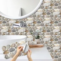 3D Cobblestone Pattern Frosted Brick Self Reshesive Wall Tile Sticker Kitchen Bathroom Home Home Decoration Waterproof Art Wallpaper 220607