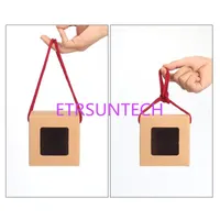 ギフトラップ100pcs/lot Tea Packaging Kraft Paper Box with Portable Rope Clear Window for PackingGift