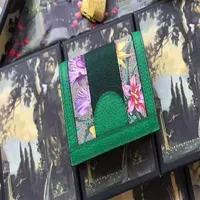 5A top quality 523155 Ophidia Card Case Short Wallet Canvas Leather Flora Print coin pocket Come Dust Bag Box 185d