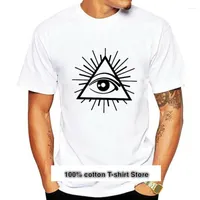 T-shirts masculins Camiseta blanca para hombre camisa con estampado de tous voyant l'œil iluminati culte cruzado