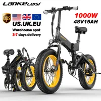 Eu.us.uk Инвентаризация Lankeleisi складной электрический велосипед 20x4,0 шина 48V1000W Мотор 17,5AH Съемный батарея Mountain Electric Bike Bike Beach Cruiser x3000plus