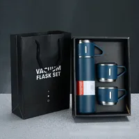 Caja de regalo Tazas de acero inoxidable de 500 ml con 2 copa compartiendo logotipo de logotipo reutilizable Cazas de agua con biberón de agua aislada Copa de sublimación térmica ZL0961BOXSEA